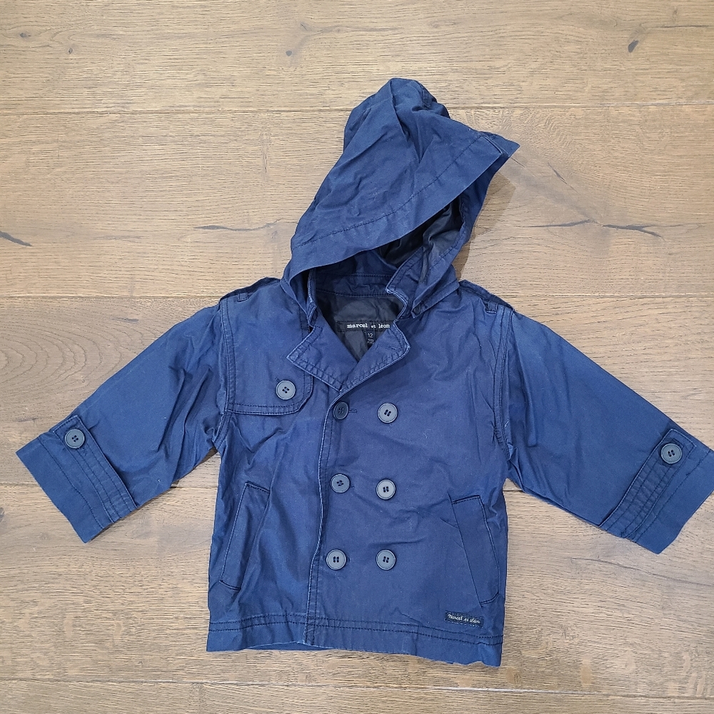 Marcel et Léon size 12 mths navy trench coat